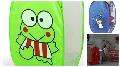 Space-Saving Printed Foldable Rectangular Full Size Laundry Basket Set (Blue) 